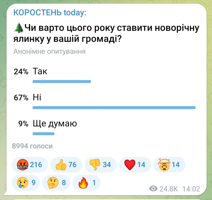 У Коростені біля палацу культури ялинки не буде, а біля міськради металеву поставлять