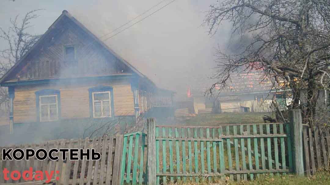 На Коростенщині вогонь з сухого болота спалив 4 будівлі та перекинувся на ліс