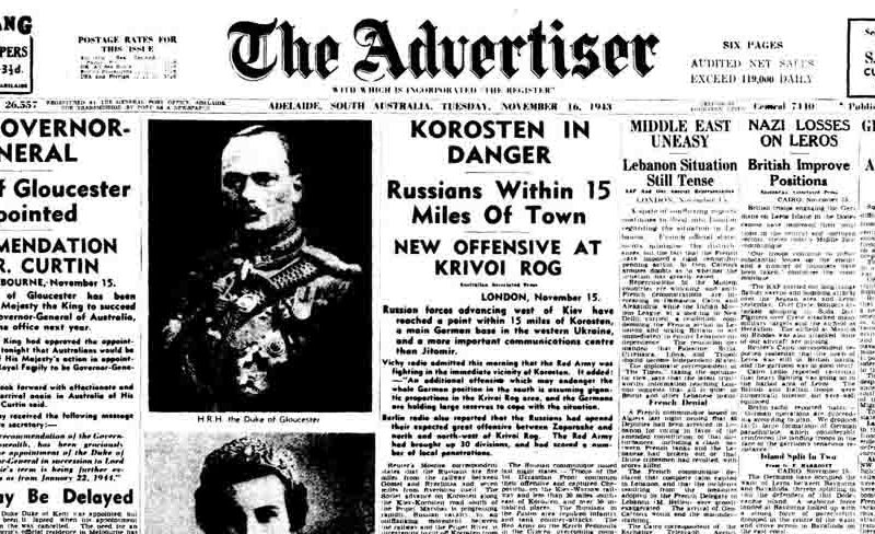 “Коростень в небезпеці! Росіяни за 15 миль від міста”, – австралійська газета 1943 року