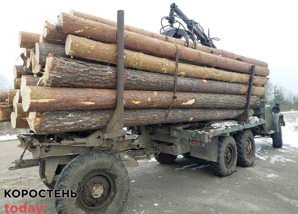 Біля одного з сіл Олевської громади поліцейські зупинили ЗІЛ з деревиною: документів на вантаж водій не мав