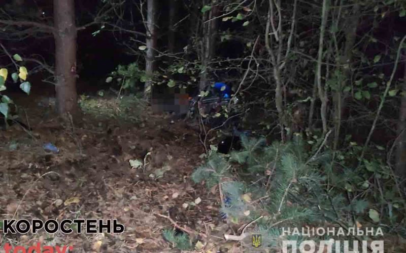 В Коростенському районі мопед влетів в дерево: 17-річний водій в лікарні, 22-річний пасажир загинув