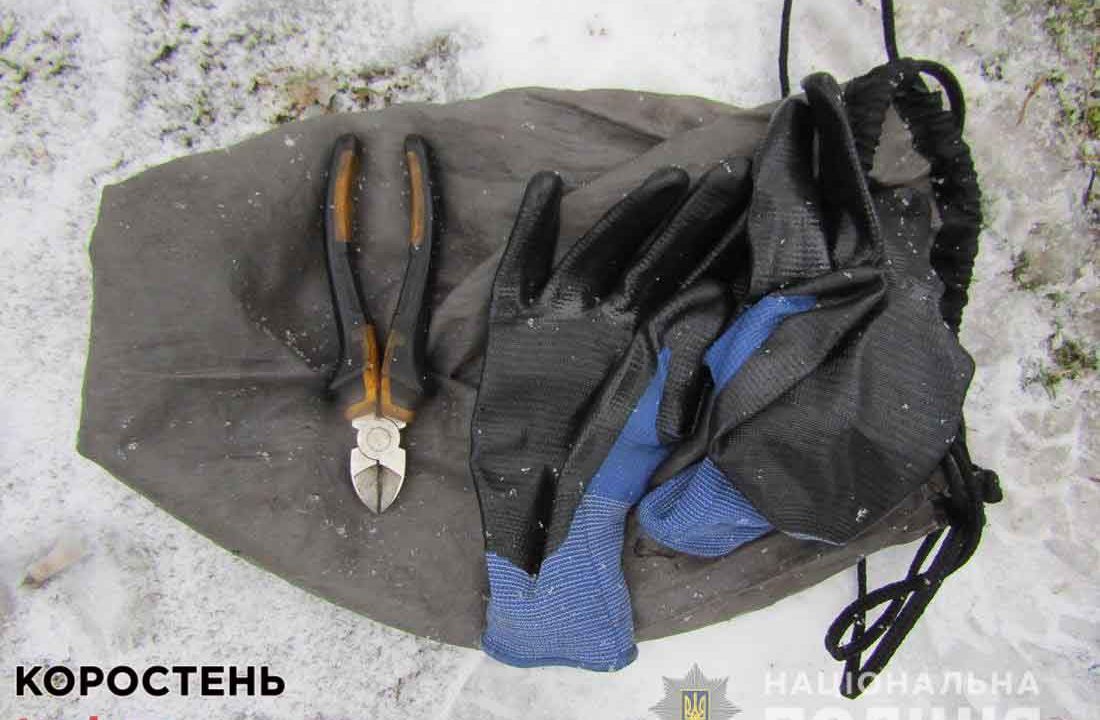 У селищі Овруцької громади поліцейські затримали чоловіка, який викрав 60 м кабелю ?ФОТО