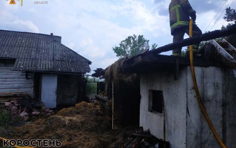 В Овручі сталася пожежа на території приватного домоволодіння