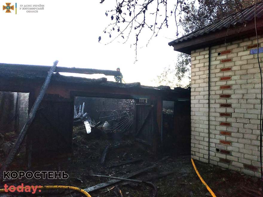 У селі Овруцької громади люди спалювали суху траву: вогонь перекинувся на дві господарчі будівлі