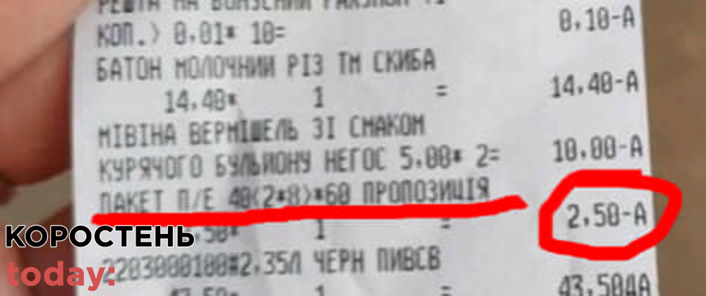 У магазині Коростеня продають пакети з логотипом партії
