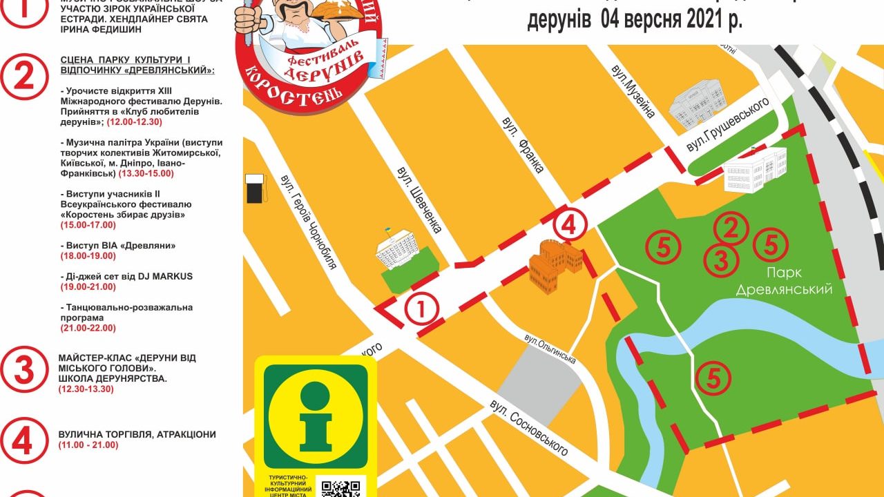 Міжнародний фестиваль дерунів у Коростені. План заходів