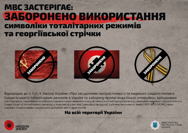 У СБУ попереджають жителів Коростенського району про недопущення розповсюдження символіки тоталітарних режимів під час травневих свят