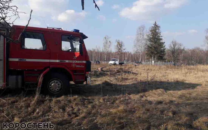 У Коростенському районі рятувальники з селянами гасили підпал сухої трави: знайдено і винуватця ?ФОТО