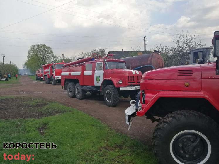 У селі Овруцької громади загорілась будівля: через сильний вітер вогонь поширився ще на 6 господарчих приміщень та житловий будинок (ФОТО)