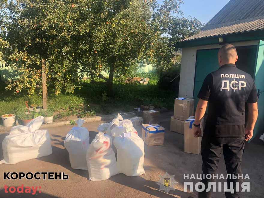 48-річний коростенець організував торгівлю нелегальним алкоголем – поліція вилучила тонну спирту та тисячі пачок цигарок