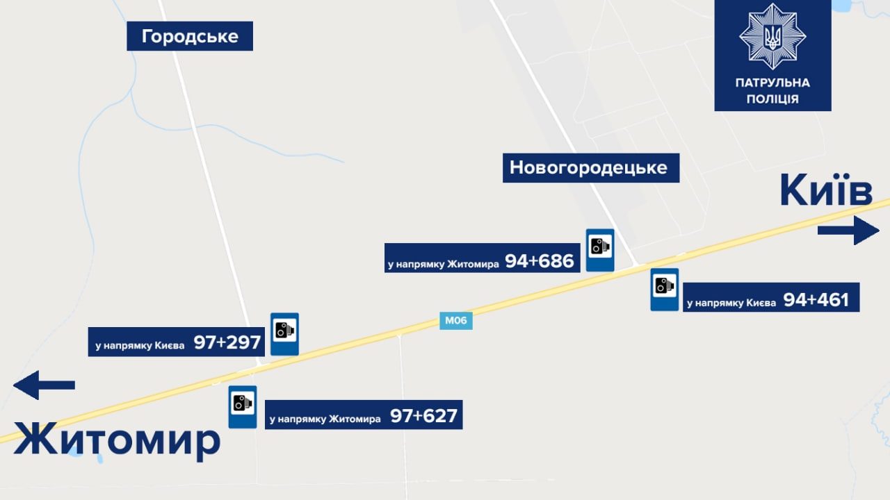 МВС оголосило про запуск камер фіксації порушень ПДР на п’яти ділянках траси Київ – Чоп у Житомирській області