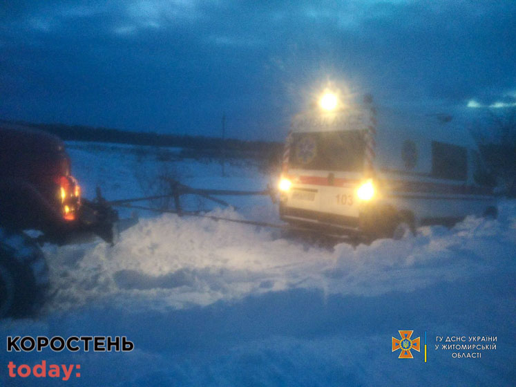 На території Овруцької громади в сніговому заметі застрягла “швидка” ?ФОТО